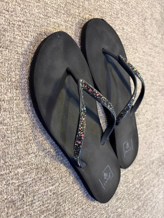 Reef Shoes - Reef Black Flip Flop Sandals with Multicolor Glitter Straps